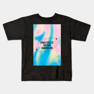 Protect Your Energy Colorful Neon Gradient Aura Kids T-Shirt